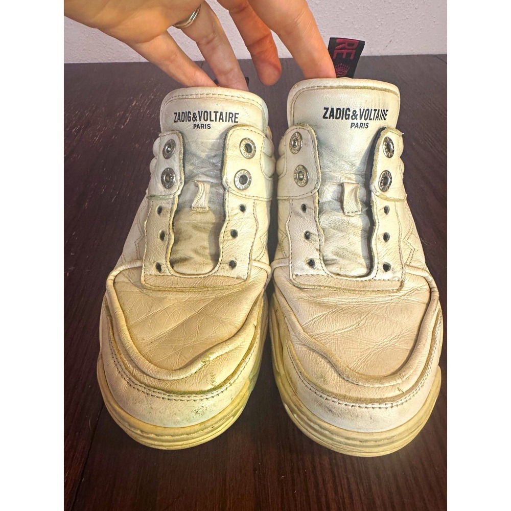 Zadig & Voltaire White Leather Chunky Platform Sneakers Women US 6.5, EU 37